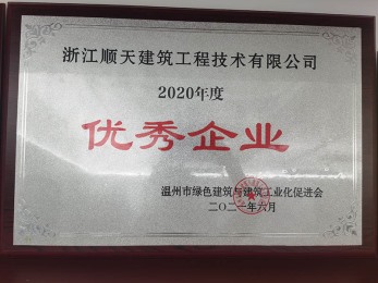 2020優(yōu)秀企業(yè)證書